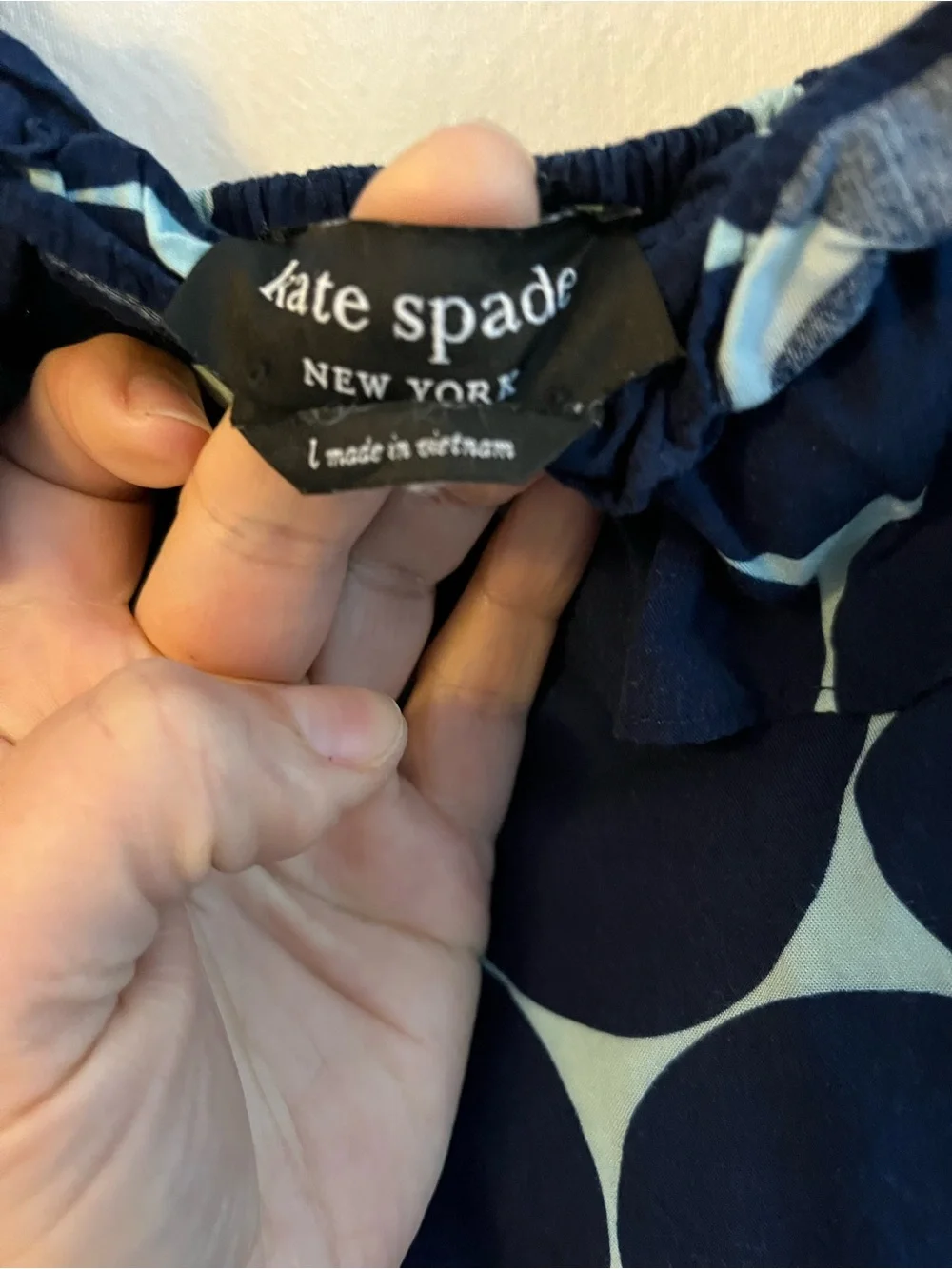 kate spade Navy and White Polka Dot Ruffle Midi Dress